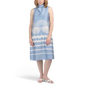 ISAAC MIZRAHI NEW YORK Peri Made In Usa Bias Seam Cowl Neck Halter Satin Dress